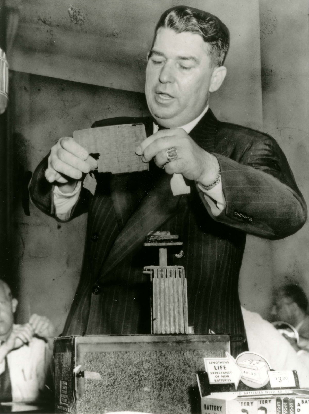 Jess M. Ritchie demonstrating AD-X2 to the Senate Select Committee of Small Business, 1953. National Institute of Standards and Technology. Public Domain.