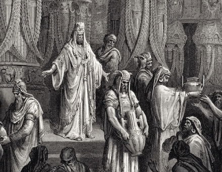 Cyrus restores the vessels to the Temple of Jerusalem, by Gustave Doré for the Bible de Tours, 1843. Bridgeman Images.