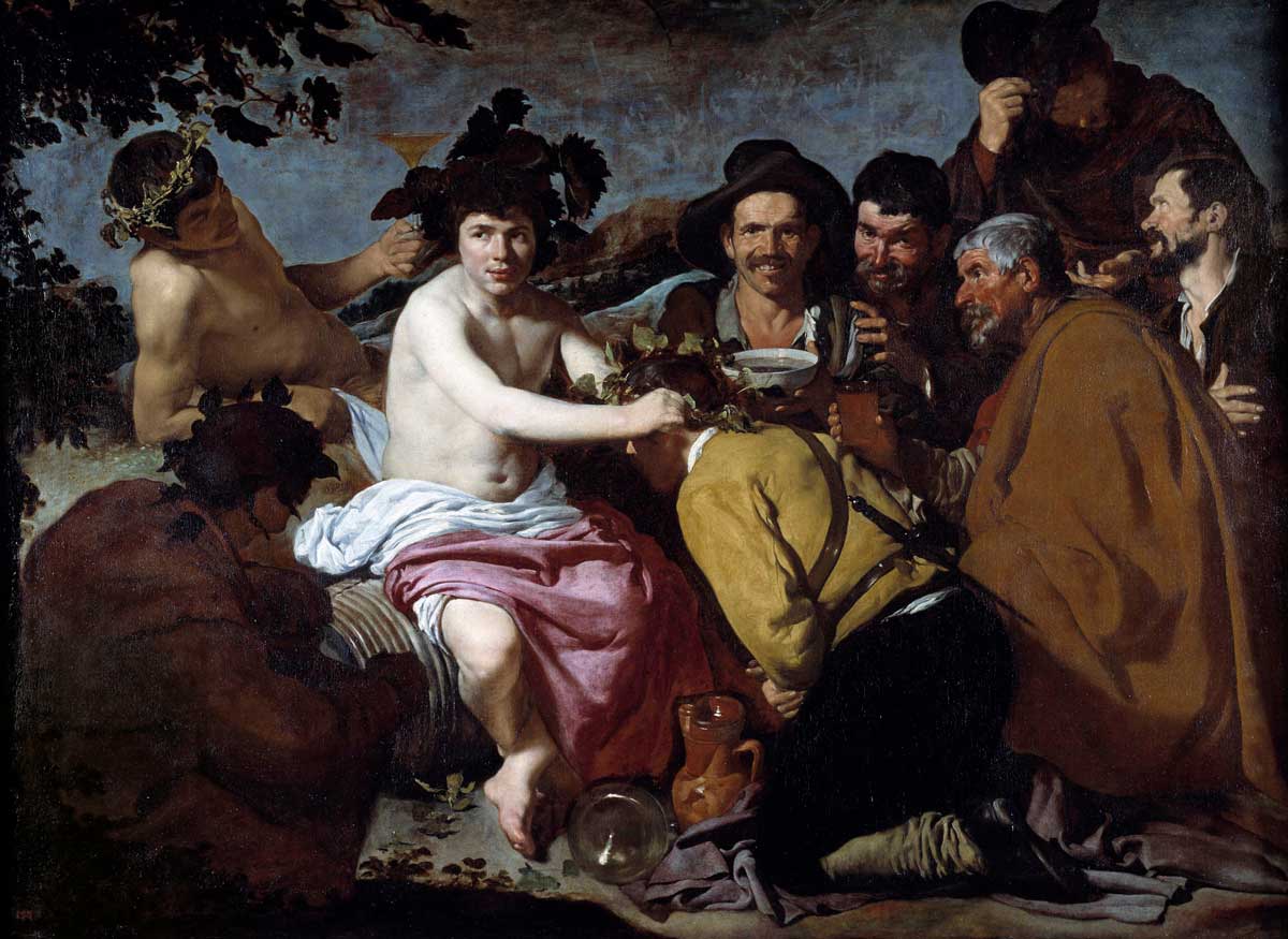 The Triumph of Bacchus (Dionysus), c.1628, by Diego Velázquez © Photo Josse/Bridgeman Images. The Triumph of Bacchus (Dionysus), c.1628, by Diego Velázquez © Photo Josse/Bridgeman Images.