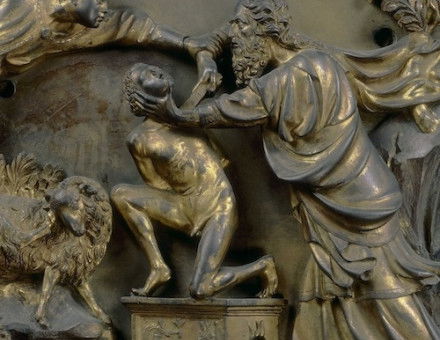 The sacrifice of Isaac by Filippo Brunelleschi, 1401. Alinari/TopFoto.