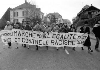 The March for Equality and Against Racism in Mulhouse, Alsace, November 1983. Getty Images.