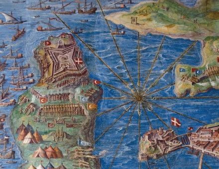 The Siege of Malta, detail from the Vatican Gallery of Maps, 16th century. Adam Eastland Art + Architecture / Alamy Stock Photo.