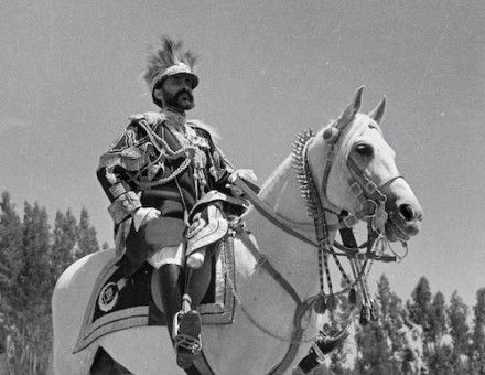 Ethiopian emperor Haile Selassie on horseback, by Walter Mittelholzer, c. February 1934. ETH Library Zurich. Public Domain.