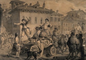 ’Accusing the anointers in the great plague of Milan‘, a scene from Alessandro Manzoni’s The Betrothed. Wellcome Collection. Public Domain.