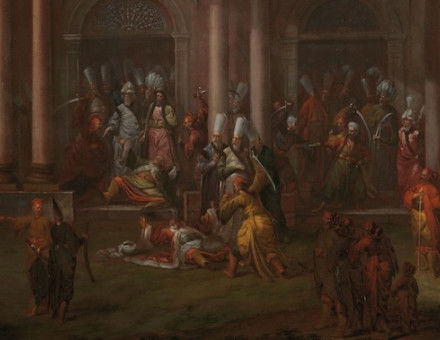 Patrona Halil and his rebels who overthrew Sultan Ahmed III in favour of Mahmud I are murdered at the latter's order, by Jean Baptiste Vanmour, c.1730-37. Rijksmuseum. Public Domain.