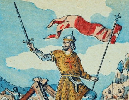 Pelayo at the Battle of Covadonga, illustration, 1900. akg-images/Heritage Images.