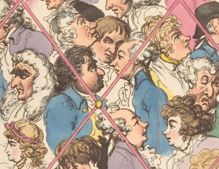 Public Characters, at the centre are rivals Charles James Fox (Whig) and William Pitt the Younger (Tory), along with prominent Whigs George Tierney and Richard Brinsley Sheridan, Thomas Rowlandson, 1801. Metropolitan Museum of Art. Public Domain.