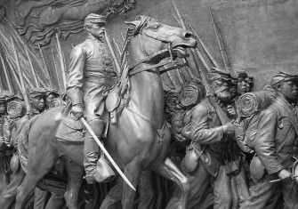 Restored plaster cast of the Memorial to Robert Gould Shaw and the Massachusetts Fifty-Fourth Regiment at the National Gallery of Art, Washington D.C.