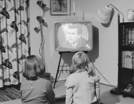 Two children watching television, C. 1957-61. Finnish Heritage Agency (CC BY).